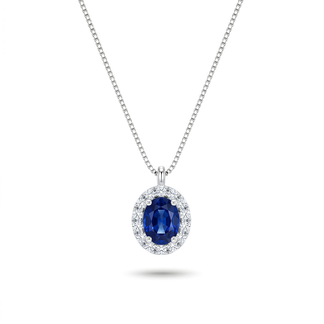 Saphir ovale Nihama cl 18 carats 5x4 avec entourage de diamants ND5202O4ZFN