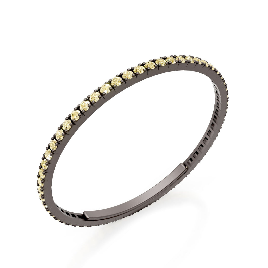 Bracelet tennis en titane gris X-Diamond entièrement serti de diamants l. g. jaune fantaisie, avec fermoir papillon, 18,5 cm, deuxième taille LXDBRT012FYGR-185