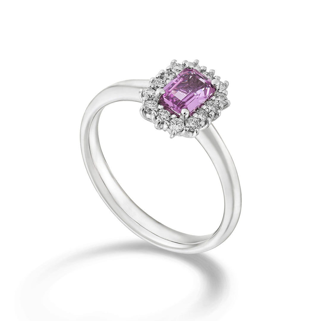 Golay octagonal pink zaff ring 6x4 and 14 stones ACL058DIZP64-14-24194110031