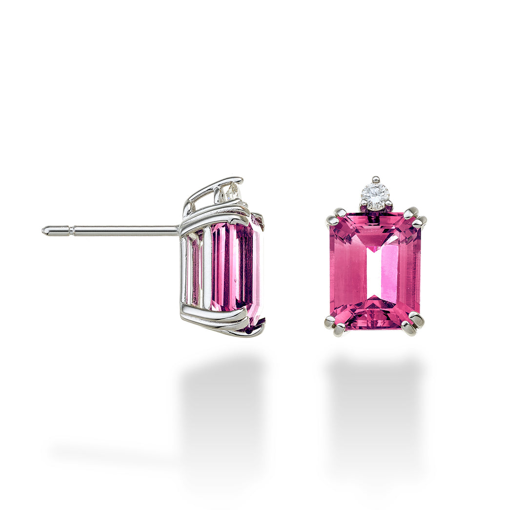 Nihama or 18k octagonal pink topaz 7x9 ct.5,20 diam. ct.0,08 NOCL090DITPPK4O4