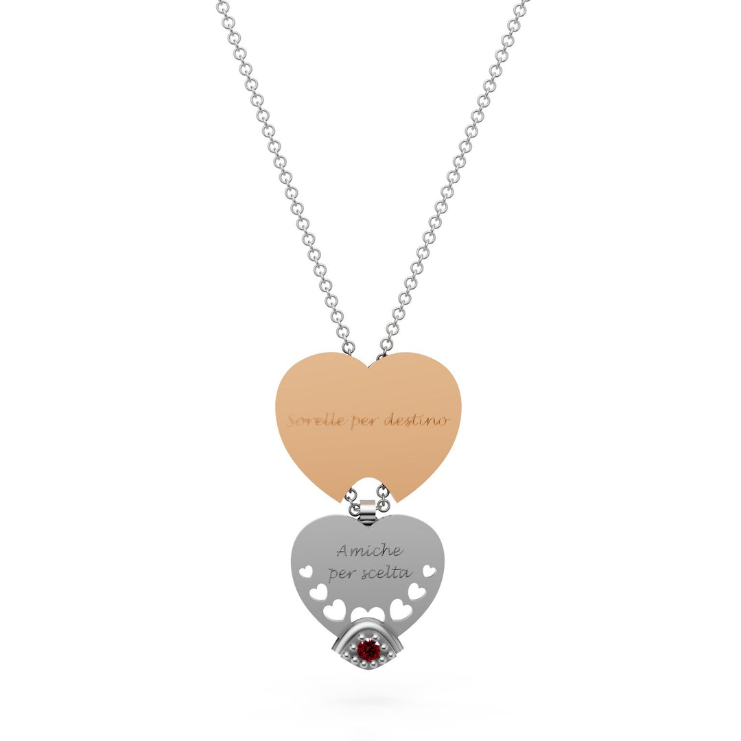 Collier pendentif coeur lisse Golay rose blanc tiroir GD683RURB