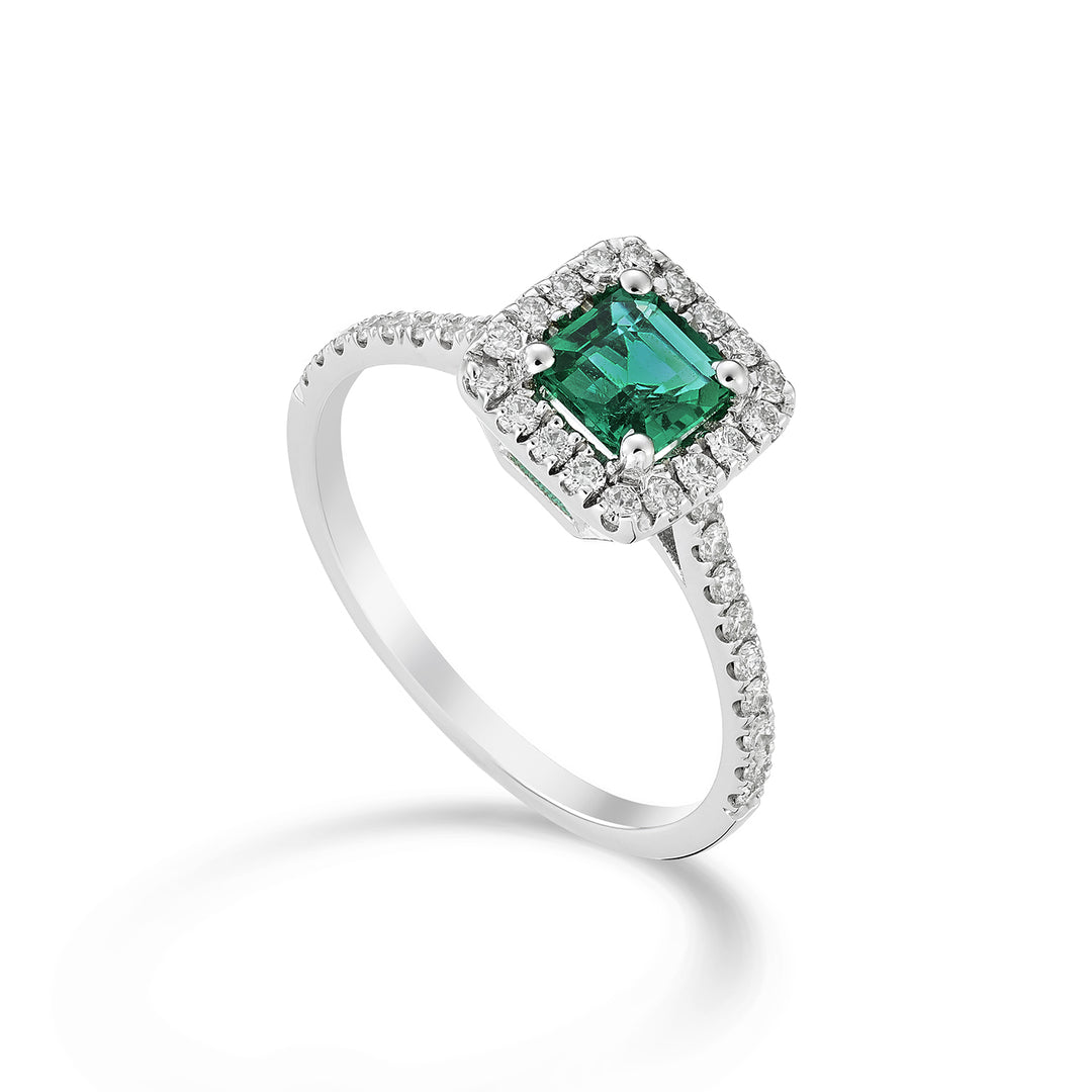 Bague émeraude octogonale Golay 5x5 contour diamant AEC001DISM-22322110011