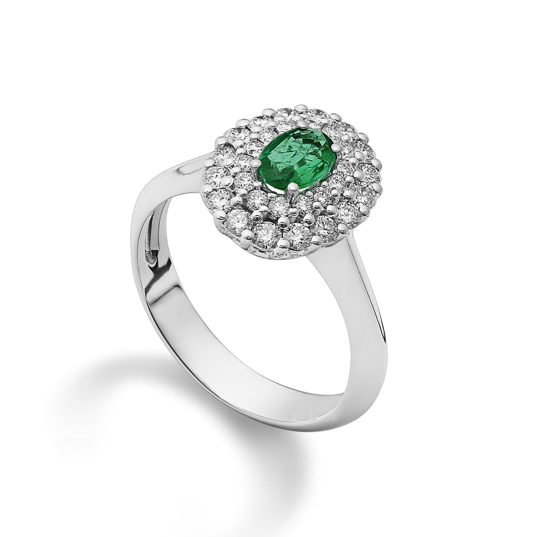Golay-Ring mit 6x4 ovalem Smaragd und doppelter Kontur ACLC128DISM64-22123110085