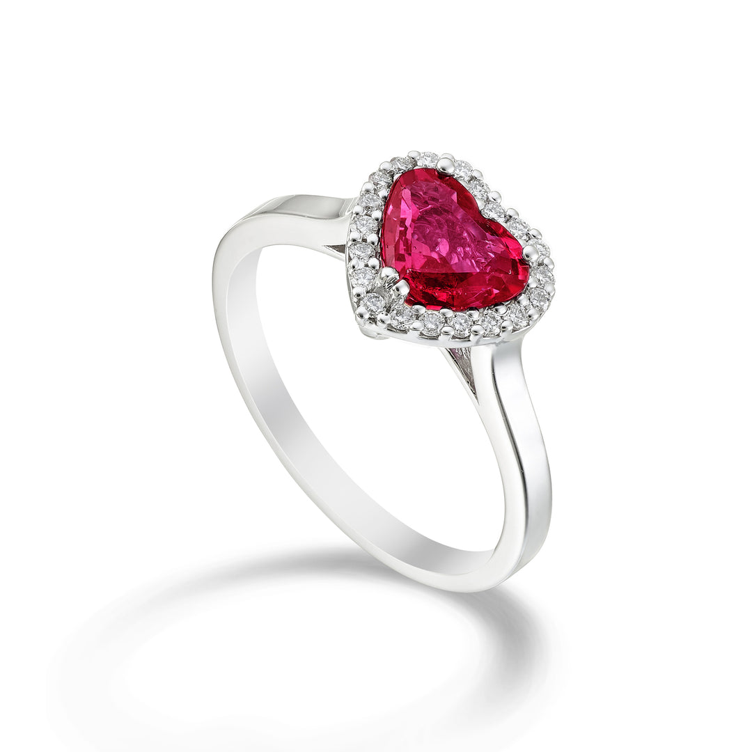 Golay Herz-Rubin-Ring 6x7 und Diamanten, glatter Schaft ACT011DIRU67GL-23289110057
