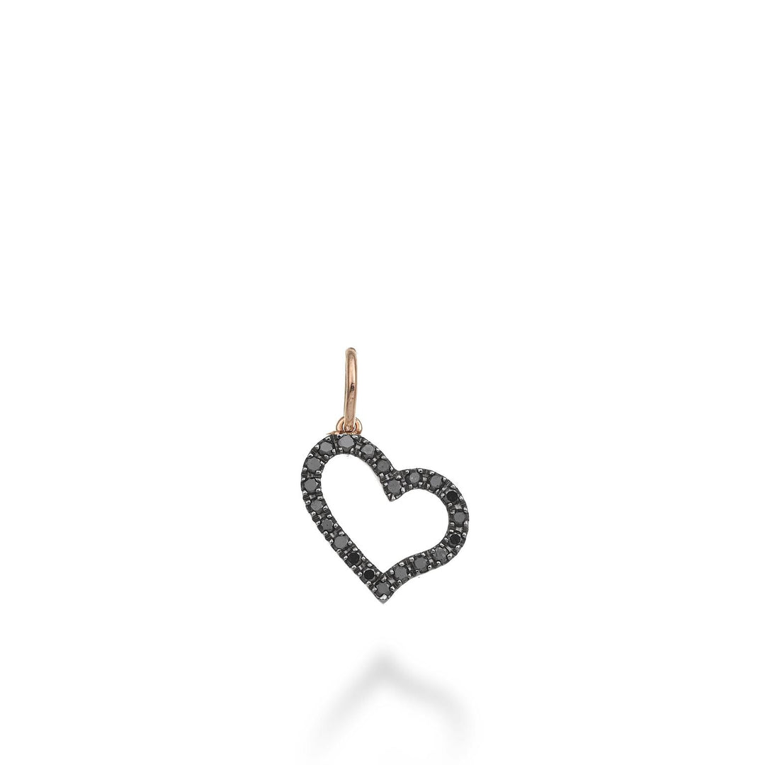 World Diamond Group pendente cuore largo 18k ct.0,18 black oro rosa GPEN212BKO3