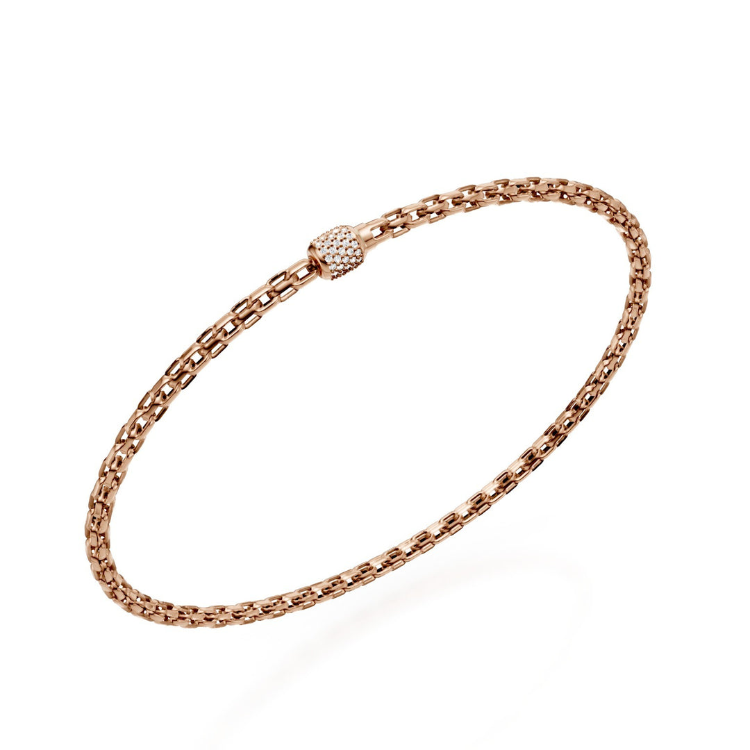 Golay square soft link bracelet, in 18kt rose gold and set clasp with diamonds, 19cm GBR004O3DIBI060-190