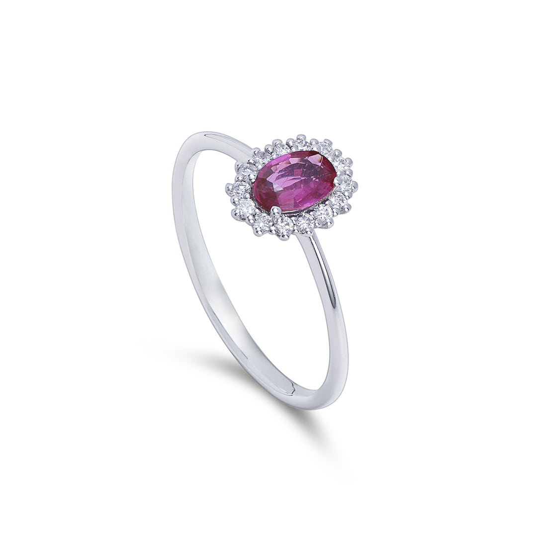 Nihama, ein 18 Karat ovaler Rubin 6x4 ct.0,40 Durchm. ct.0,13 NA5141O4RBC