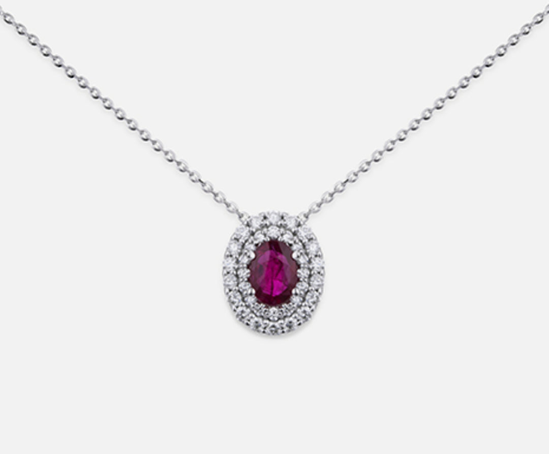 Mikiko cl 18k ruby ​​n. oval 6x4 ct.0.40 dia ct.0.33 MD5061O4RBN040
