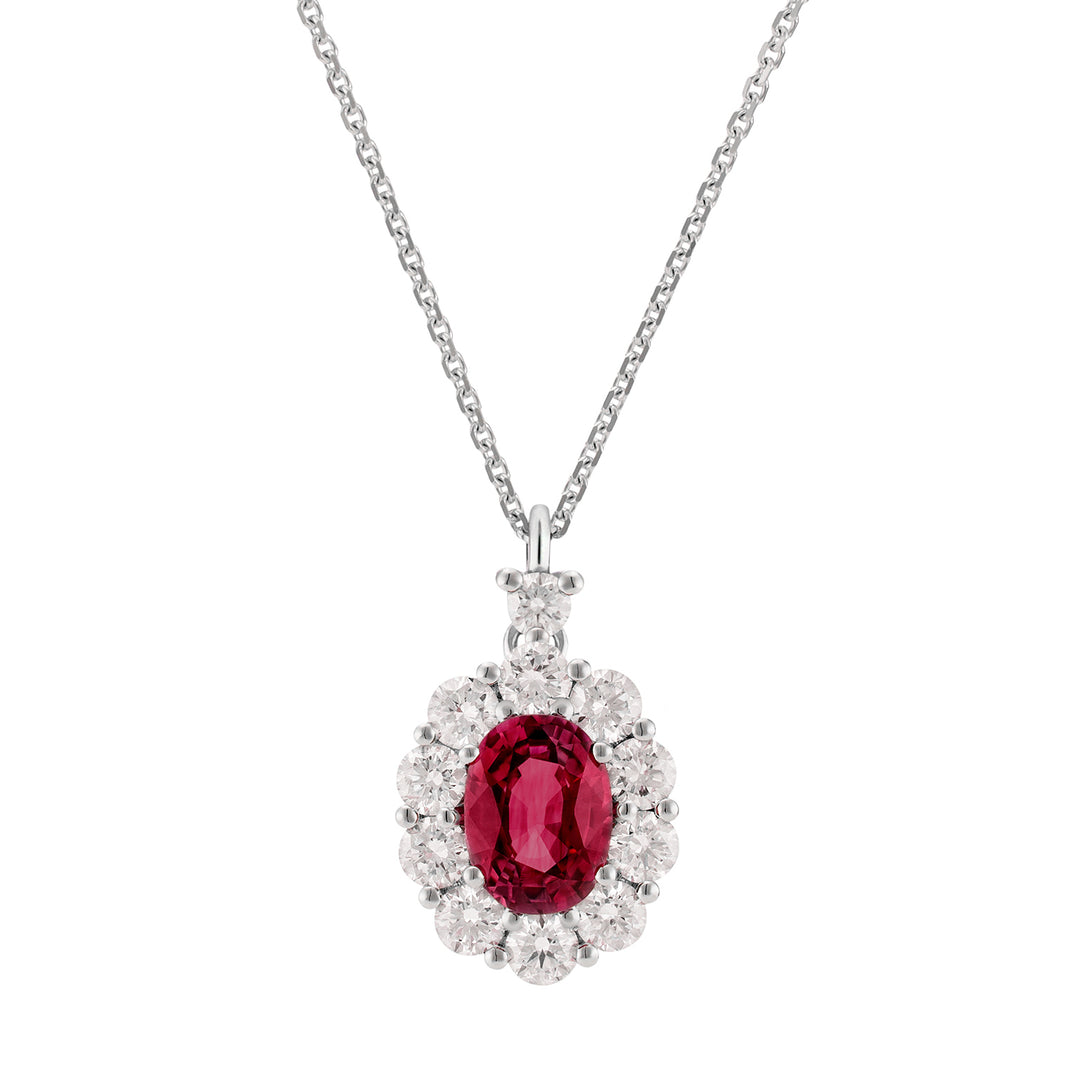 Collier rubis ovale Golay 7x5 et contour diamant PCL045DIRU1-22034110057