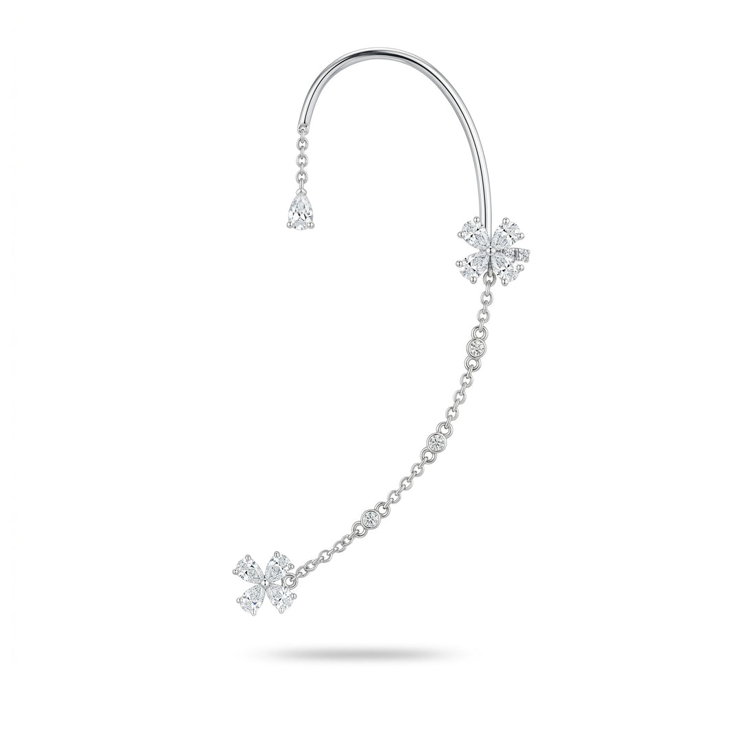 Golay Ear Cuff-Ohrring mit Blumen und linker Kette OEC874DBSX-26118110158