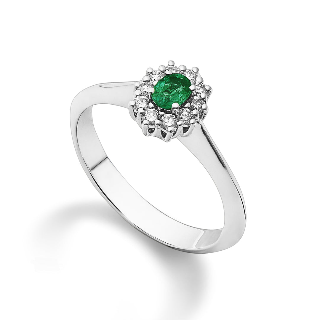 Golay ring with 4x3 oval emerald and contour diamonds ACL121DISM34-25337110190