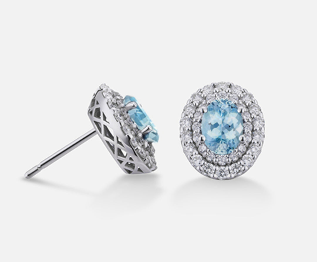 Mikiko oder 18 Karat ovaler Aquamarin, 6 x 4 ct. 0,60 Durchmesser, ct. 0,66 MO5040O4AM