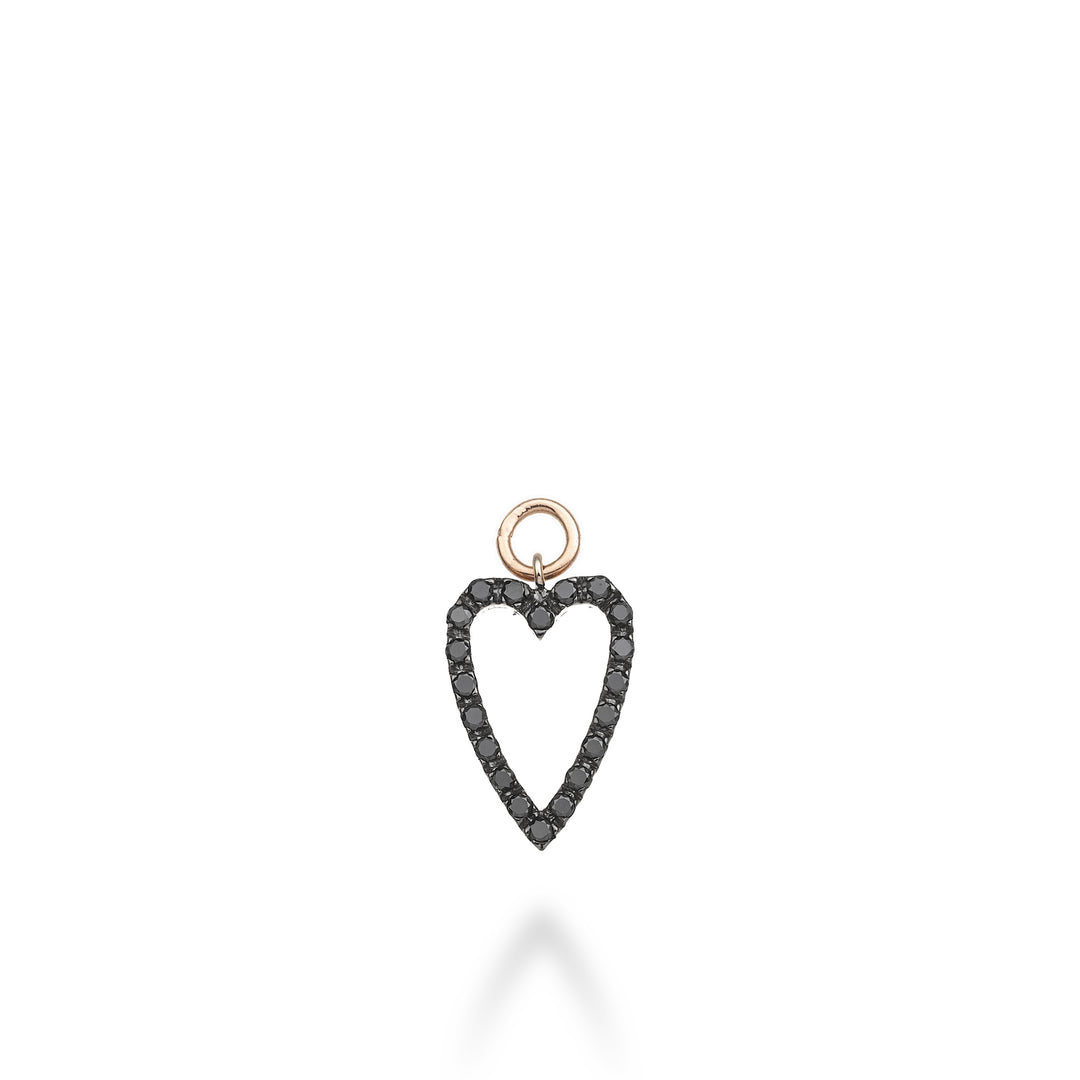 World Diamond Group long heart charm 18k ct.0.20 black rose gold GCH213BKO3
