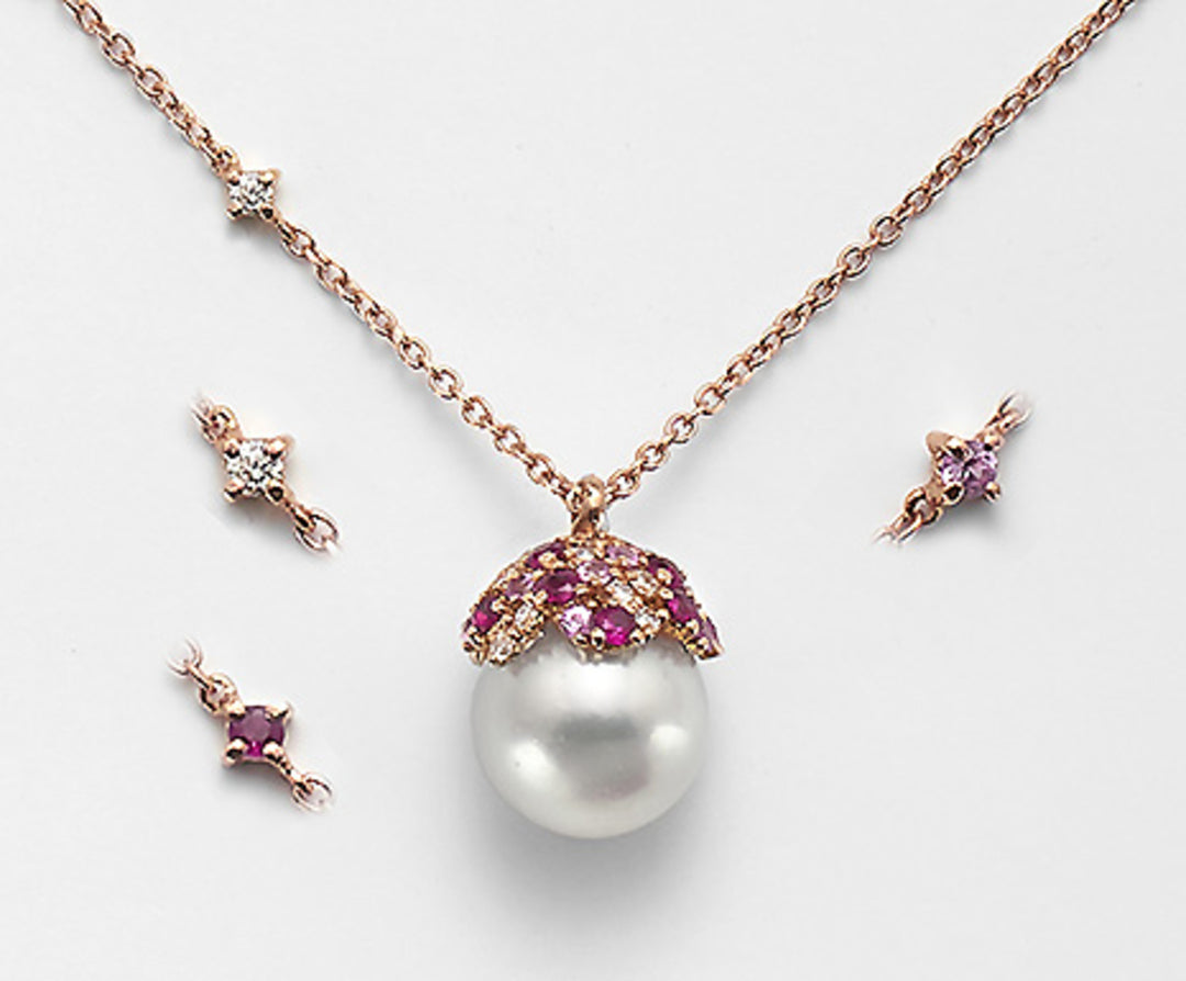 Mikiko cl 18k ak 8/8,5 ct.0,10 zaff. rosa ct.0,18 rubini ct.0,18 MD0981O3ABBI080