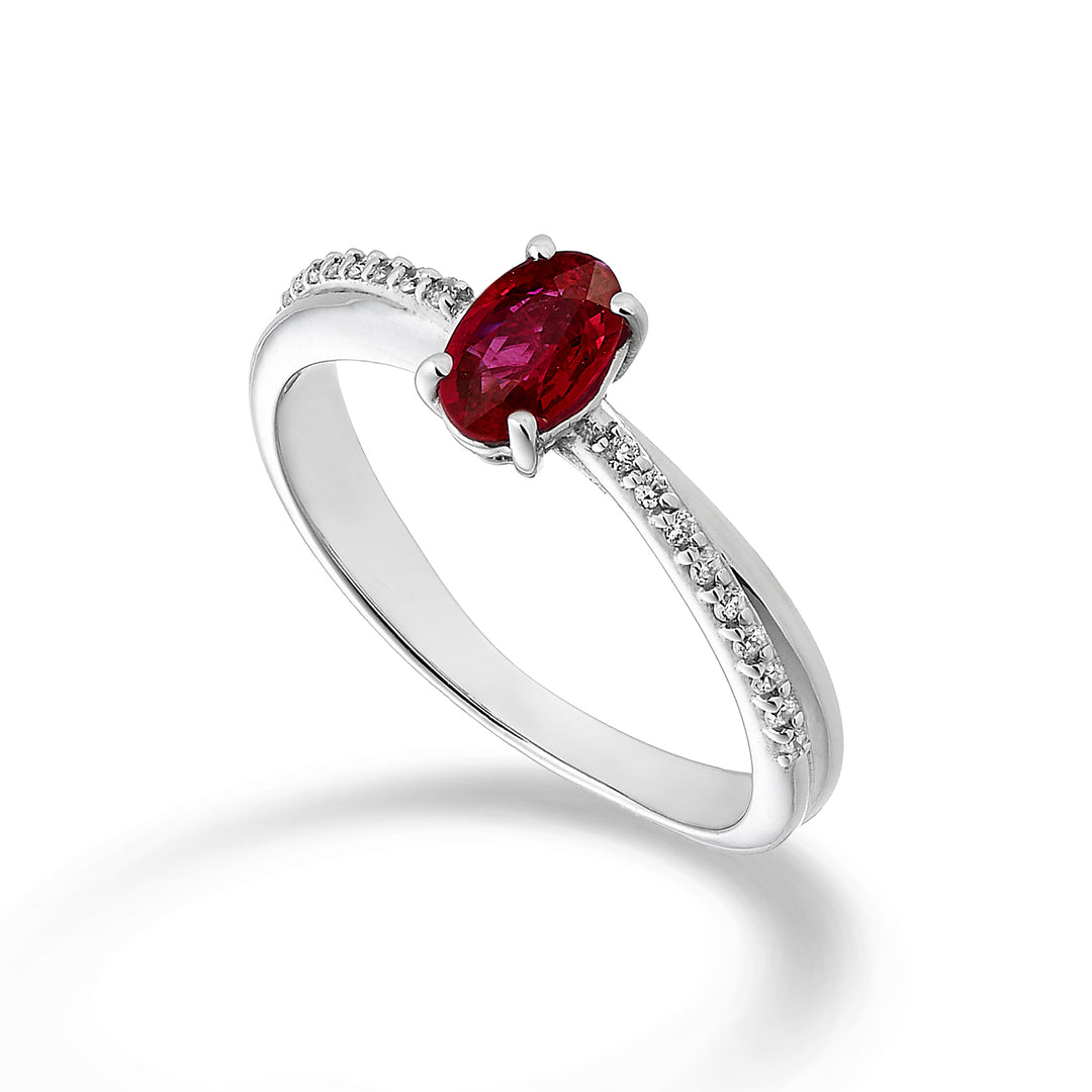 Nihama ein 18k Rubin n. oval 6x4 ct.0,39 Durchm. ct.0,07 NA5103O4RBN039