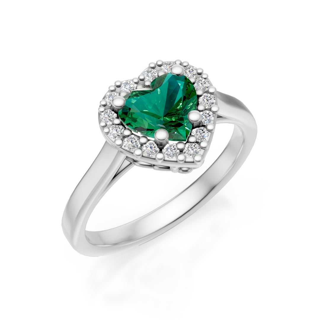 Golay 6x5 herzförmiger Smaragdring mit Diamantkontur ACLC644DSM65-25066110113