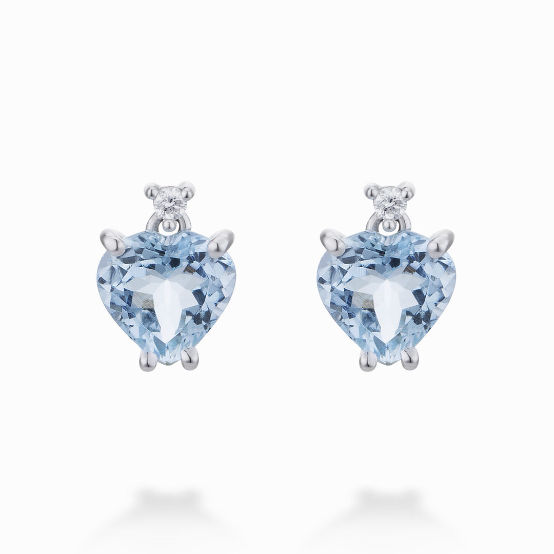 World Diamond Group orecchini acquamarina a cuore 8x8 e diamanti OCL198DIAQ88-22248110012