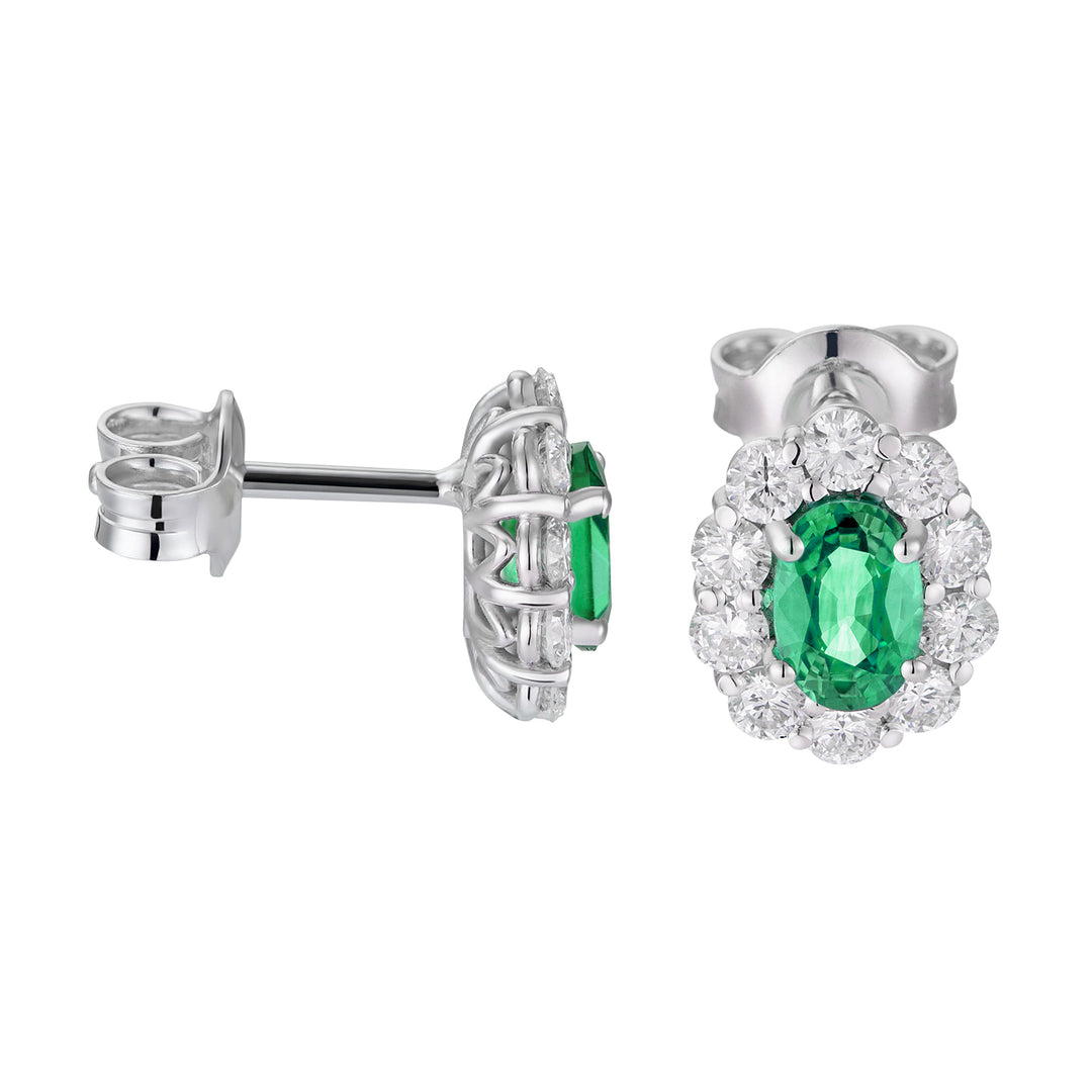 Golay 4x6 ovale Smaragdohrringe und Diamanten OCL042DISM-25143110246