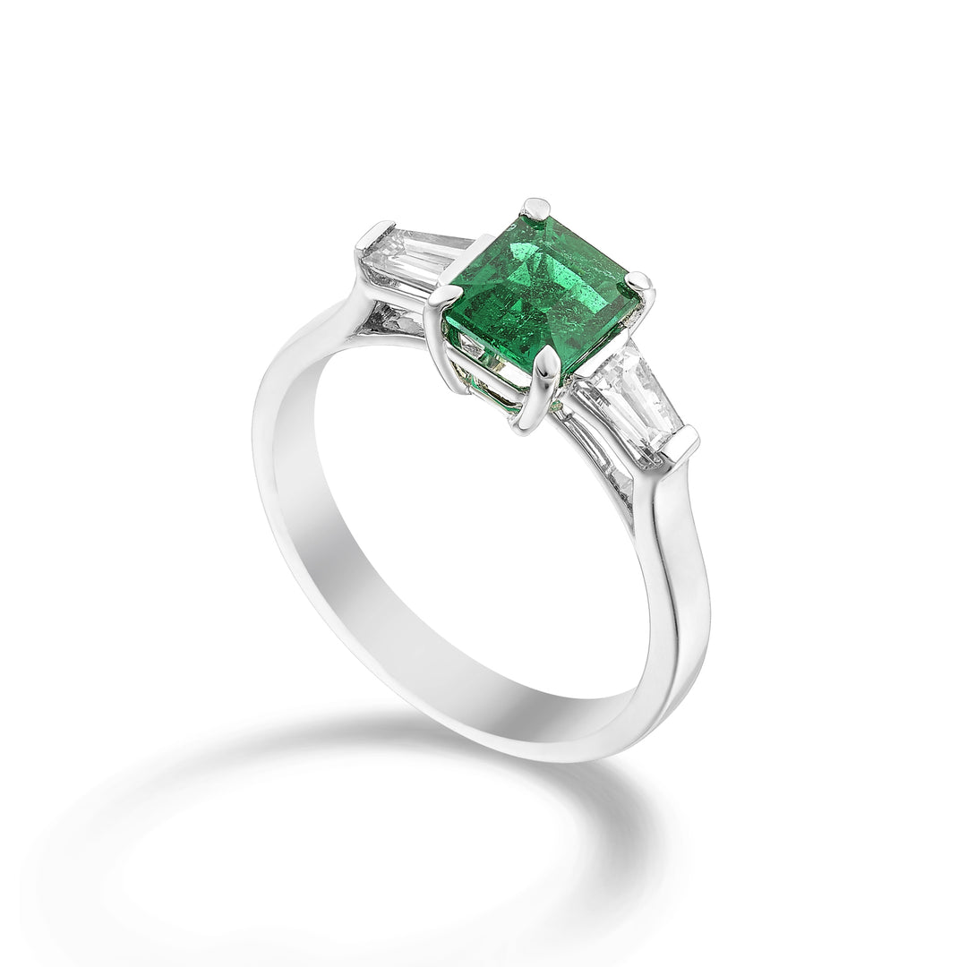 Bague émeraude octogonale Golay 7x6 et tepper latéral ACL458DSM76-24172110025