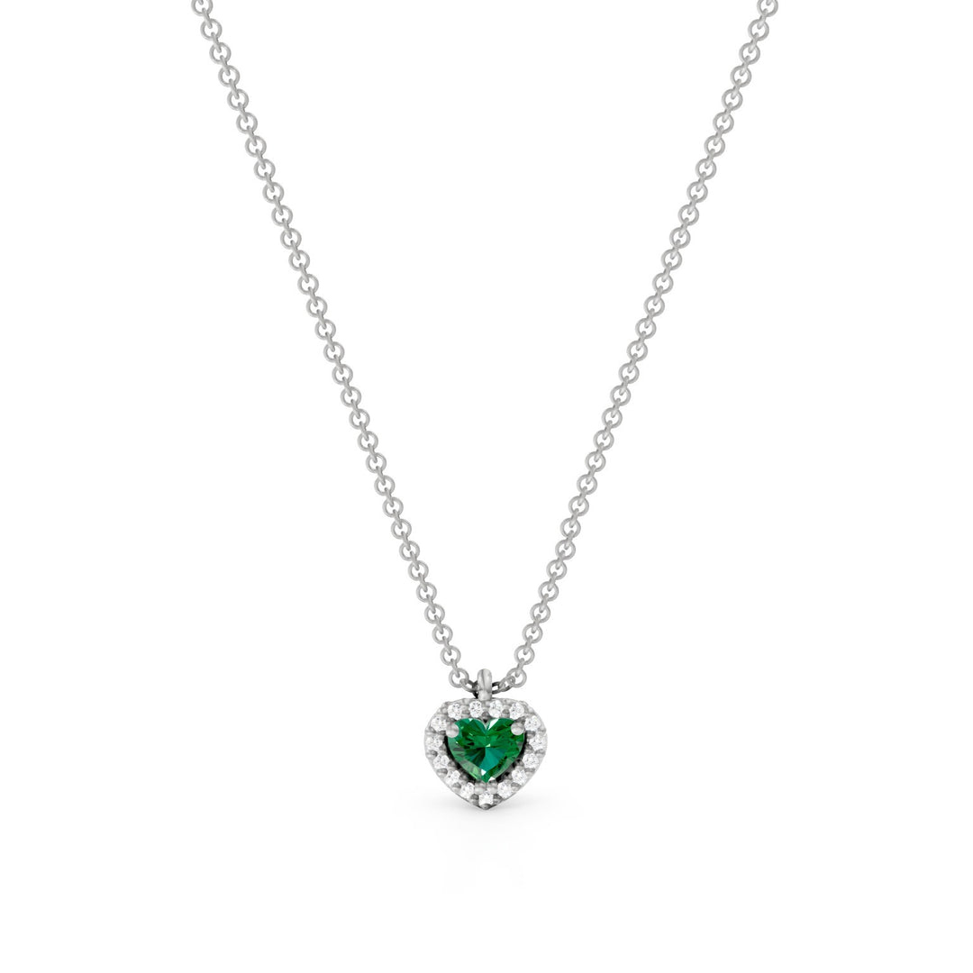 Golay necklace with central emerald heart with outline PCT003DISM1C-24281110045