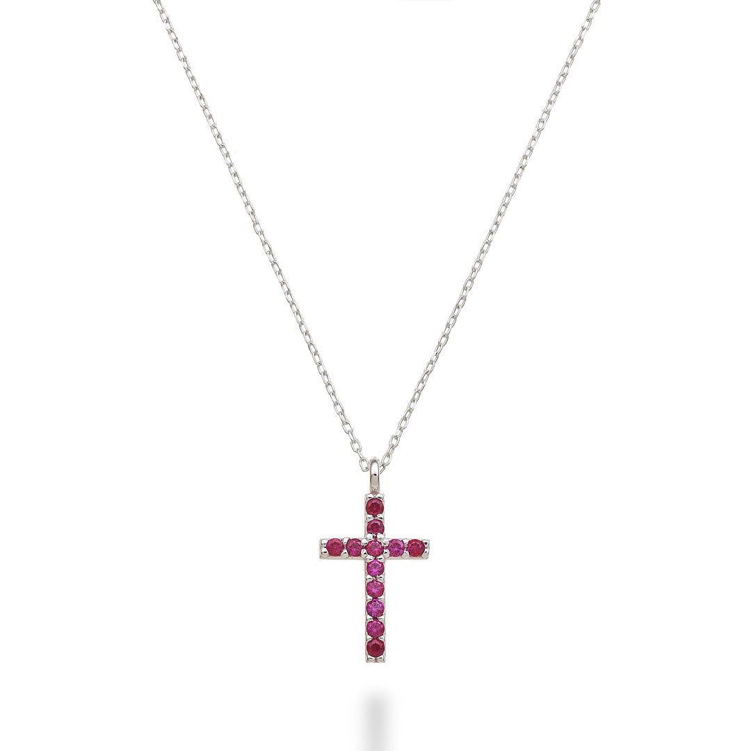 Nihama cl 18k Kreuz Größe 2 (1,0 cm) Weißgold mit Rubinen 0,07 ct NDCRO2O4RBR
