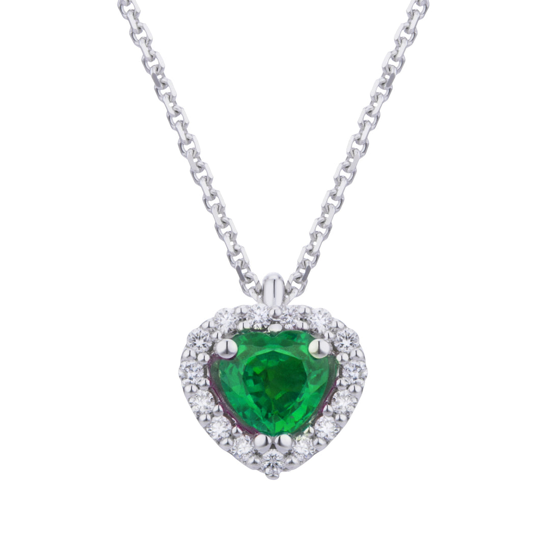 Golay 5x4 Herz-Smaragd-Halskette und Diamant-Umriss PCT003DISM2C-24346110064