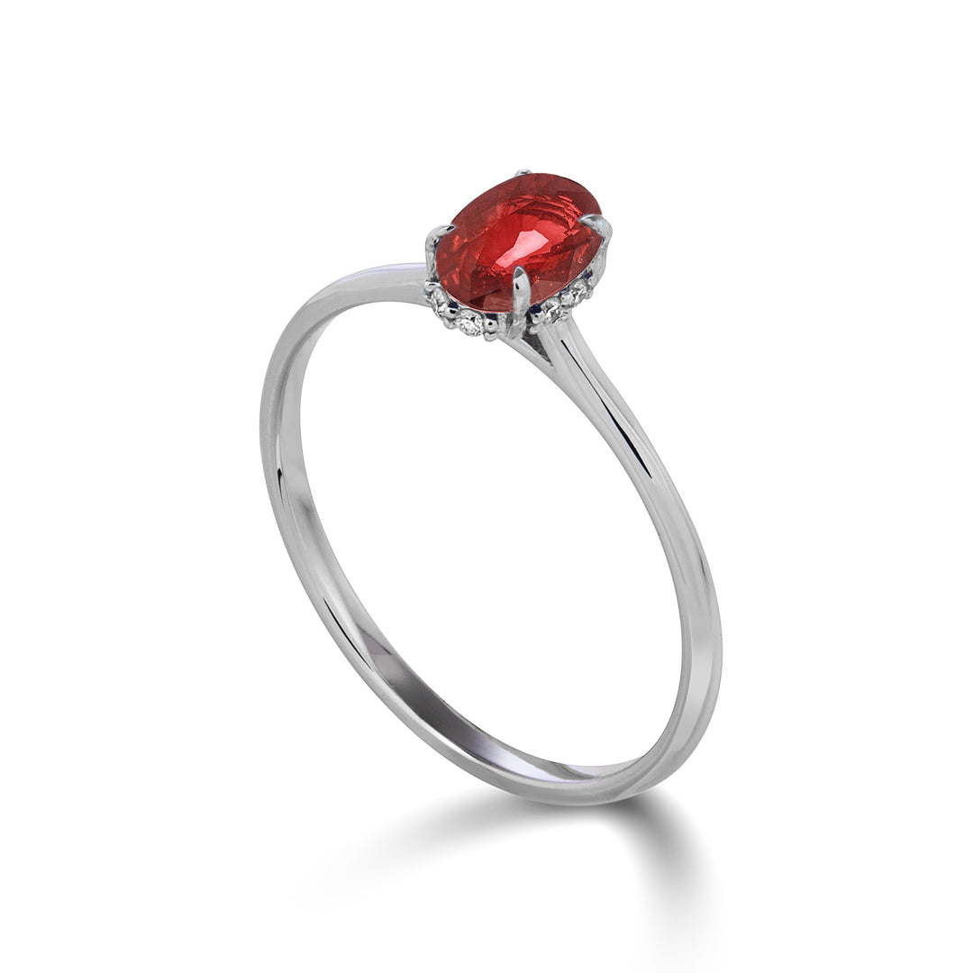 Nihama ein 18k Rubin n. ovales 6x4-Update, besetzt mit Diamanten NA5219O4RBN057