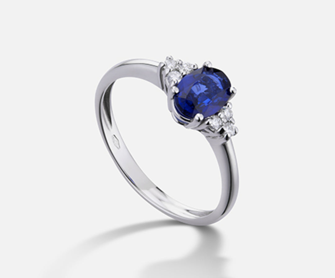 Nihama, ein 18-karätiger Saphir Nr. Oval 7x5 ct.1,05 Durchmesser ct.0,09 NA5112O4ZFN105