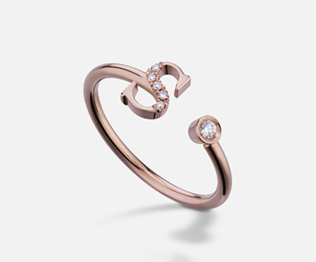 Golay an 9k letter s big rose gold diam. ct.0.06 GAFSD2R3