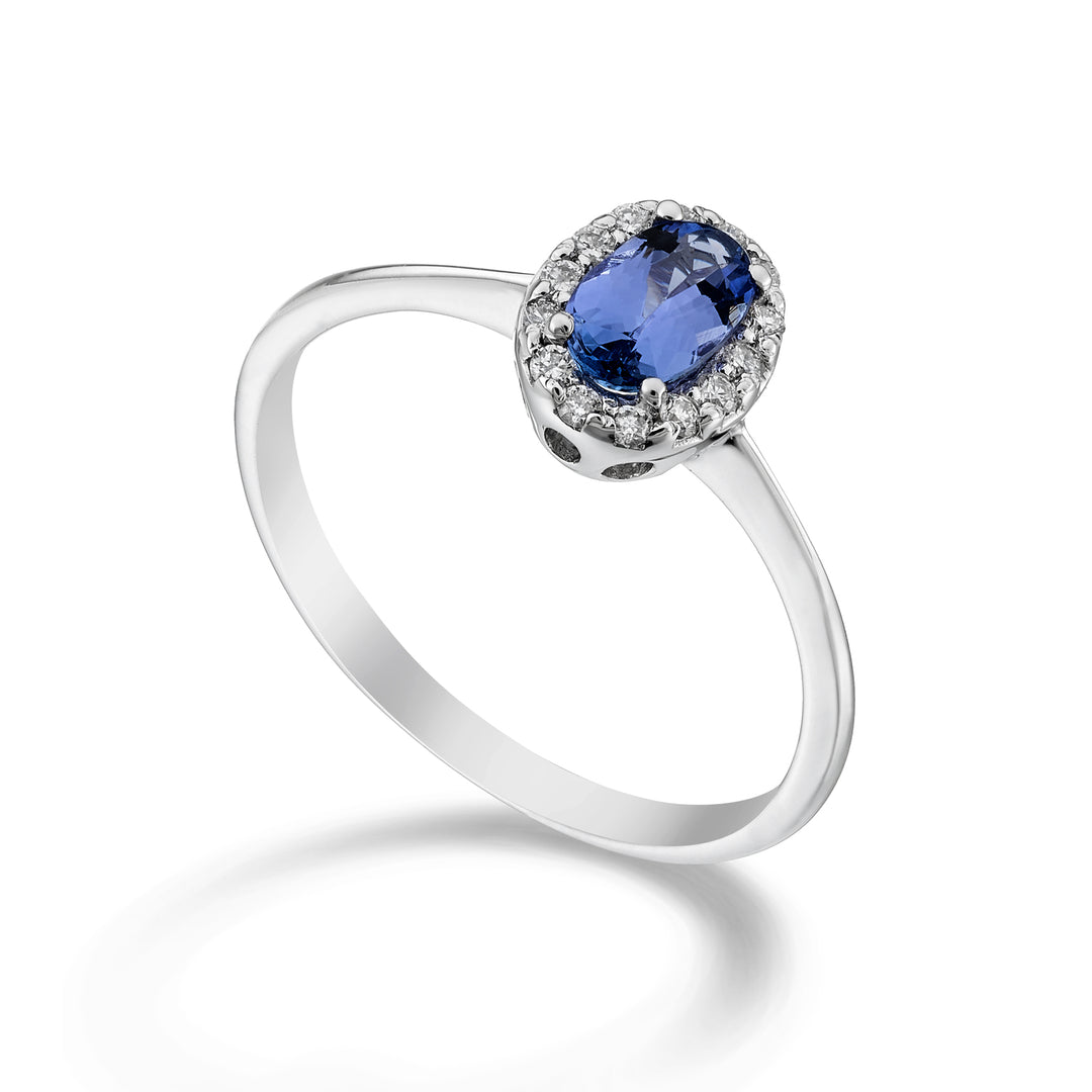 Nihama und 18k Tansanit n. Oval 6x4 ct.0,38 Durchmesser ct.0,09 NA5115O4TZN