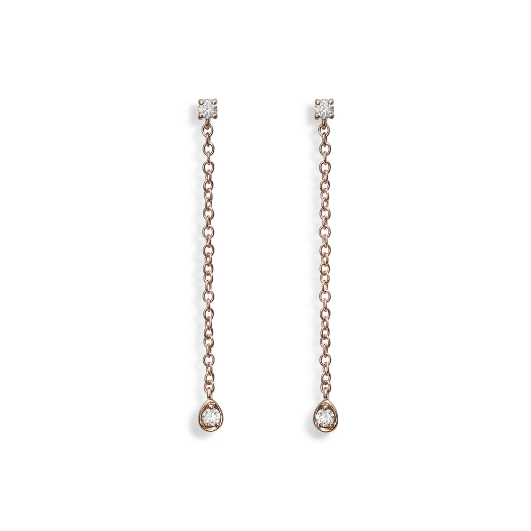 World Diamond Group or 18k ct.0,12 castone goccia catena cm.3,30 rosè GO5069O3BR012