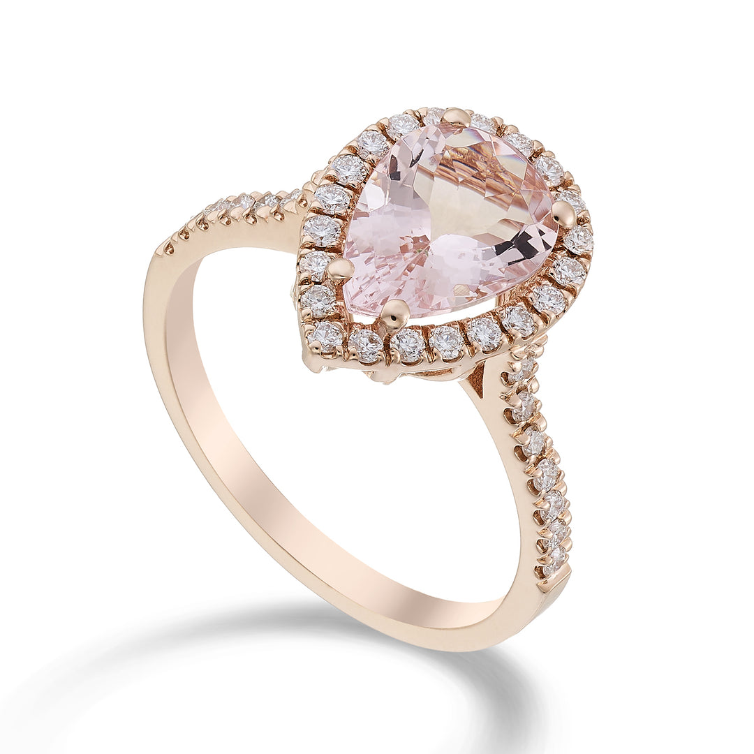 Golay morganite ring drop 10x7 contour and shank inc ACLC202DMO710-23193110039