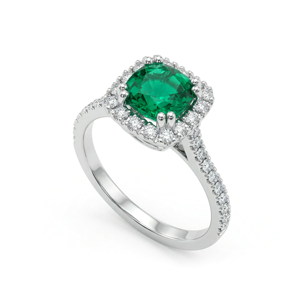Bague émeraude taille coussin Golay6x6 et suite. diamants ACLC076DISM2-24067110054