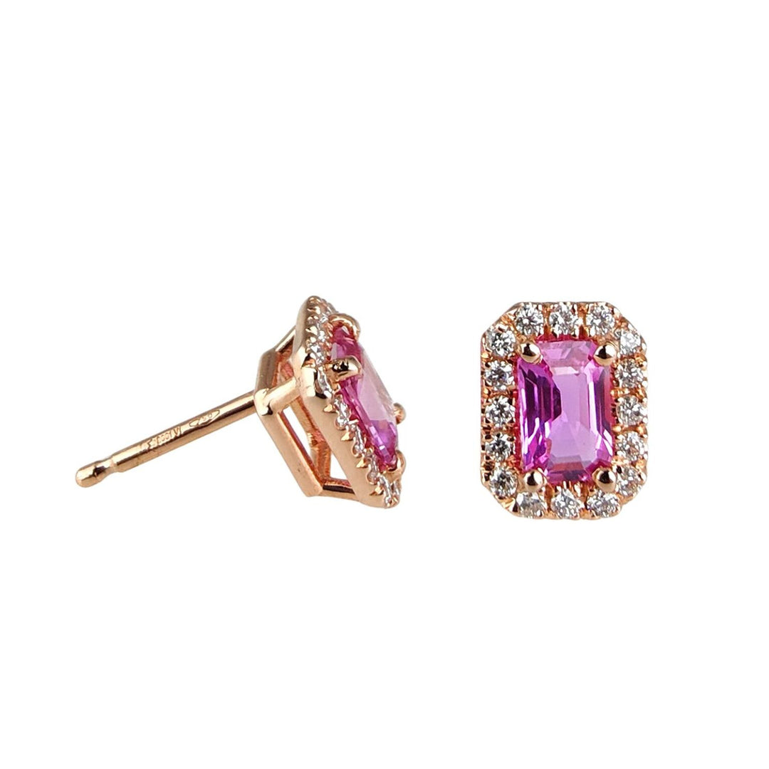 Golay 6x4 octagonal pink sapphire earrings and diamonds OCL072DIZP2-23307110080