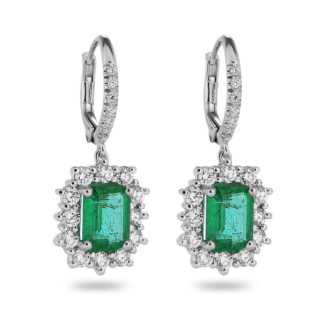 Golay 8x6 octagonal emerald earrings with hook OCLC488DSM86M-26063110076