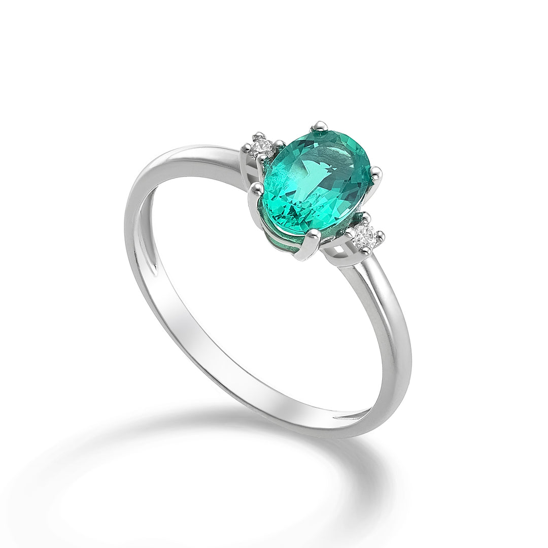 Nihama, ein ovaler Smaragd aus 9 Karat, 7 x 5 ct. 0,60 Durchm. ct.0,03 NA5073R4BE