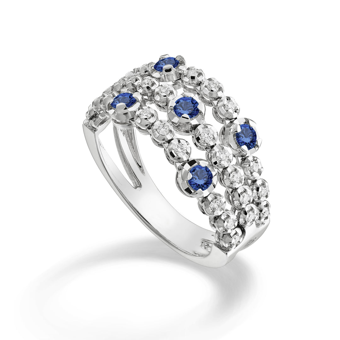 Golay 3 row ring with 5 spot sapphires AMPF003DIZB05-24254110127