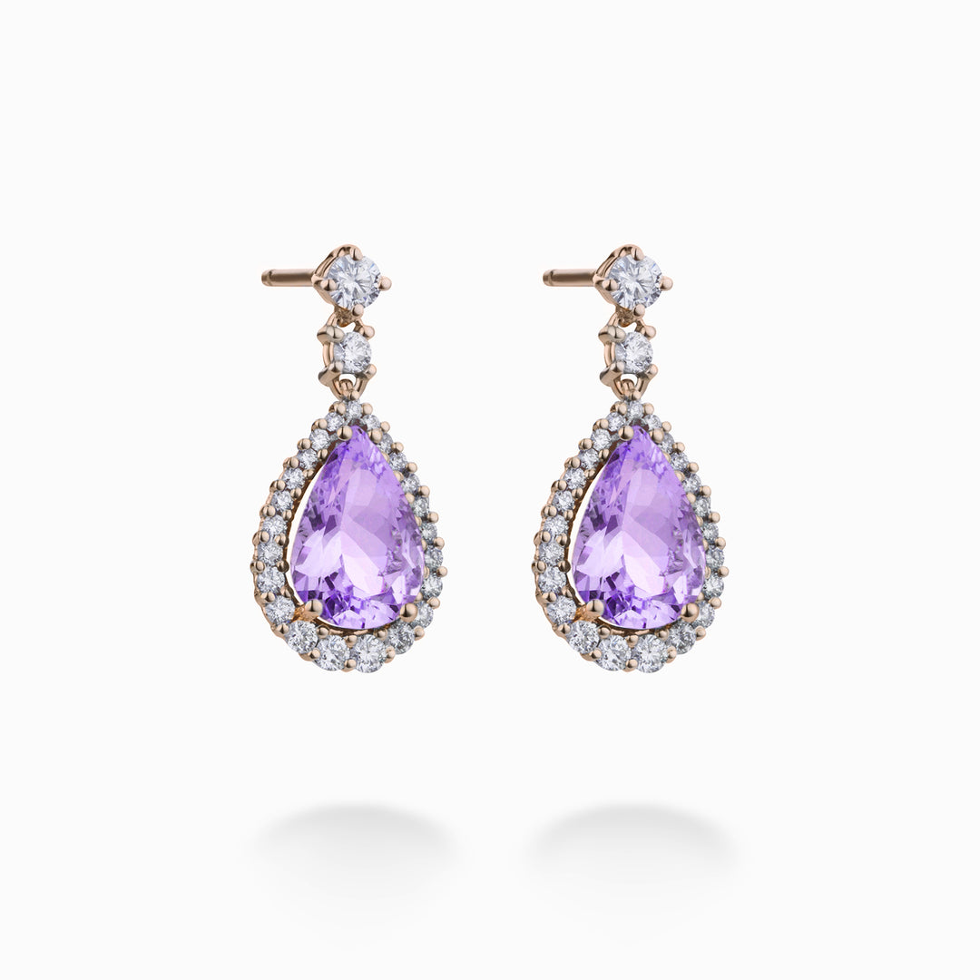 World Diamond Group Kunzit-Ohrhänger, 10 x 7 Diamantkontur OCL073DIKZ1-22152110030