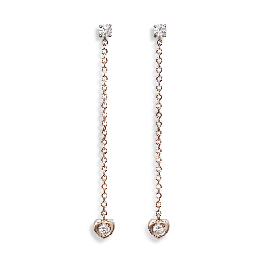 World Diamond Group or 18k ct.0,24 castone cuore catena cm.4 rosè GO5076O3BR024