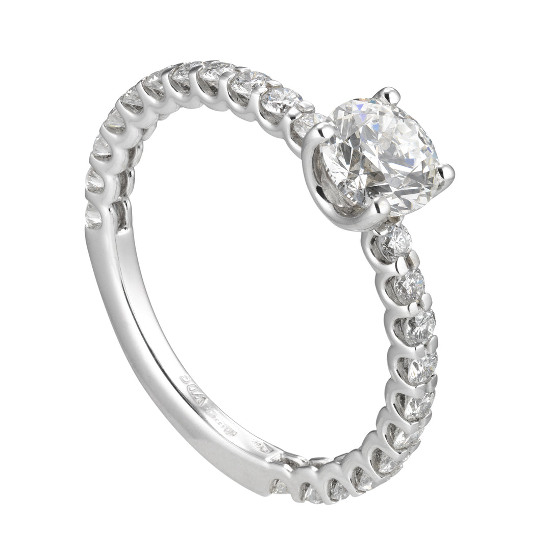 Golay solitaire ring with diamonds set on the shank AB2149-030-13338110039