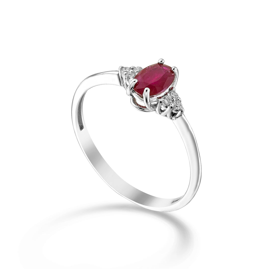 Mikiko an 18k oval ruby 6x4 and side diamonds MA5211O4RBC