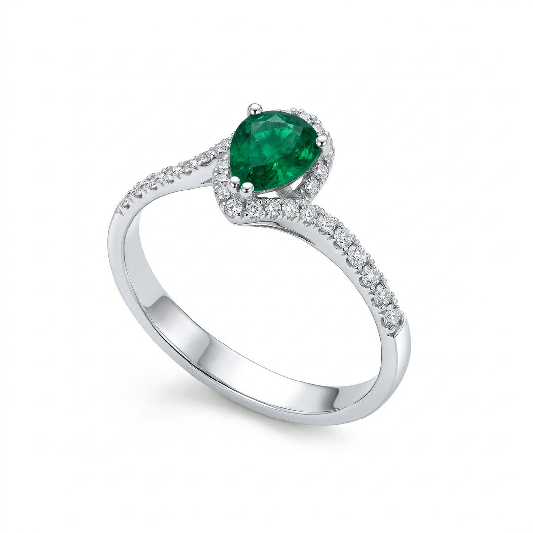 Bague émeraude Golay goutte 7x5 avec contour ACLC028WDISM-22168110004