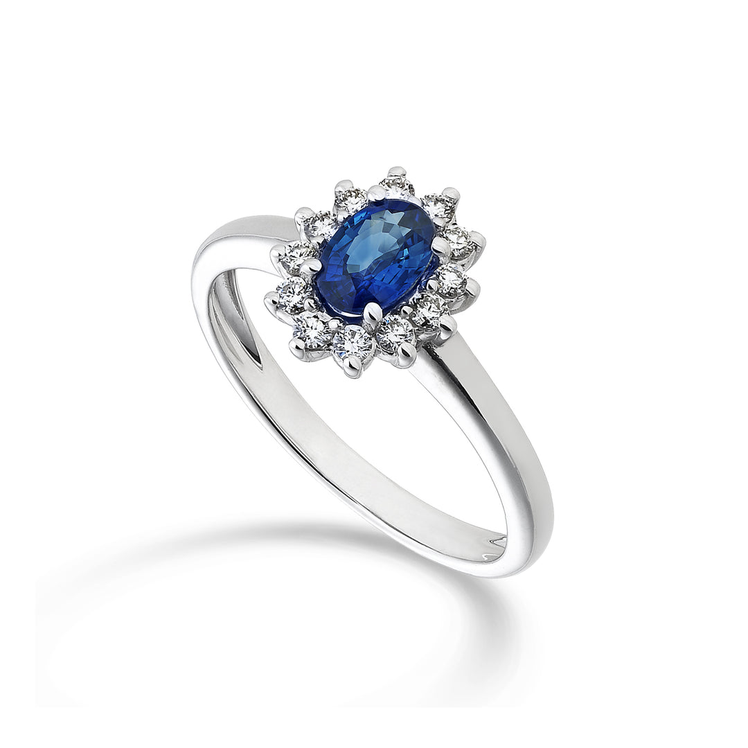 Nihama, ein 18-karätiger Saphir Nr. oval 6x4 ct.0,62 Durchm. 0,23 ct NA5093O4ZFN062