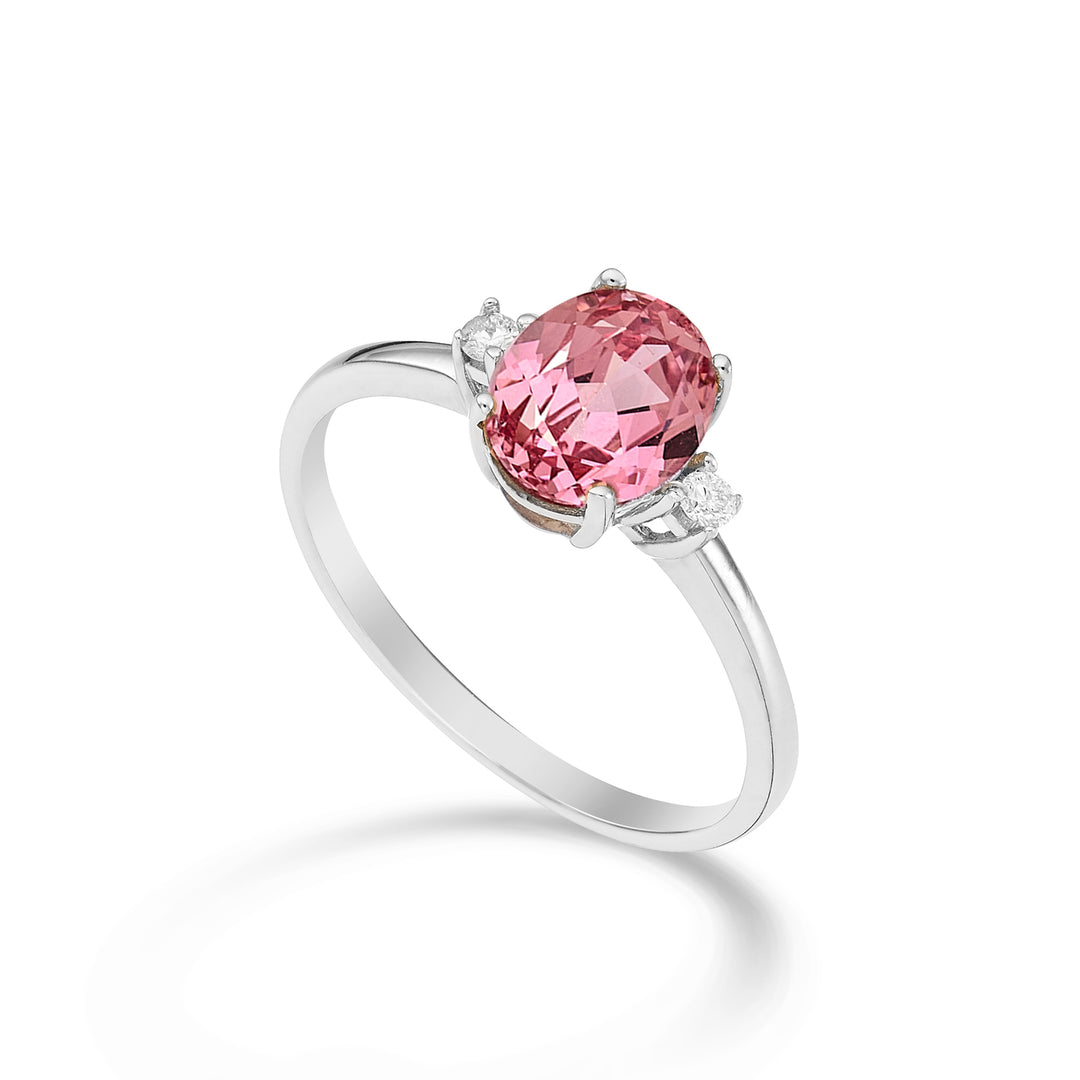 Nihama, ein ovaler rosafarbener Saphir aus 18 Karat, 8 x 6 ct., 1,60 Durchm. 0,05 ct NA5074O4ZFRP