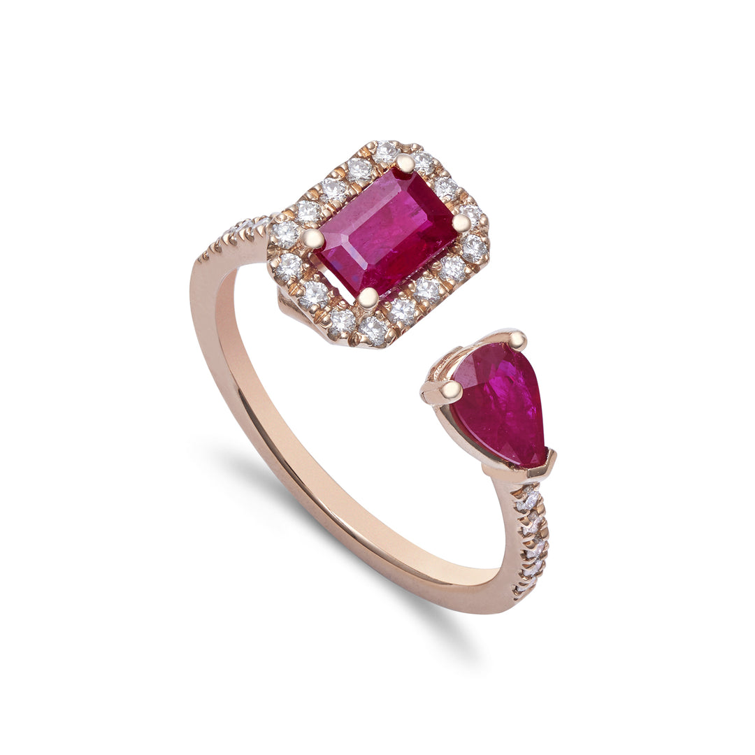 Bague Golay contraire rubis oct 6x4 et goutte 6x4 ACLC309DIRU-22172110051