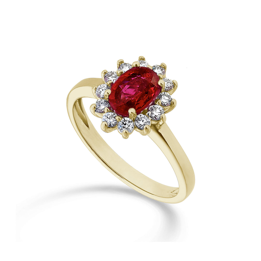 Nihama an 18k ruby ​​n. oval 7x5 ct. 0.85 diam. 0.30 ct yellow gold NA5094O1RBN085