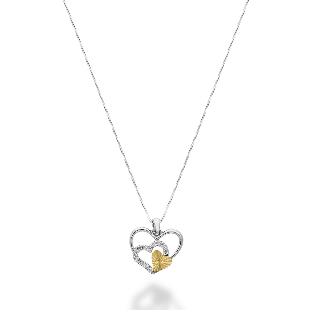 Nihama cl 18k fantasia con cuori e diamantini in oro bianco, con elemento cuore in oro giallo ND5199O7BR006