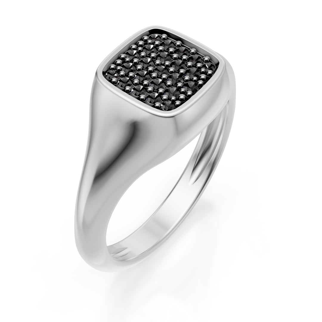 World Diamond Group quadratischer Ring für den kleinen Finger, Größe 10, d.Schwarz-Weißgold ACH003BKB