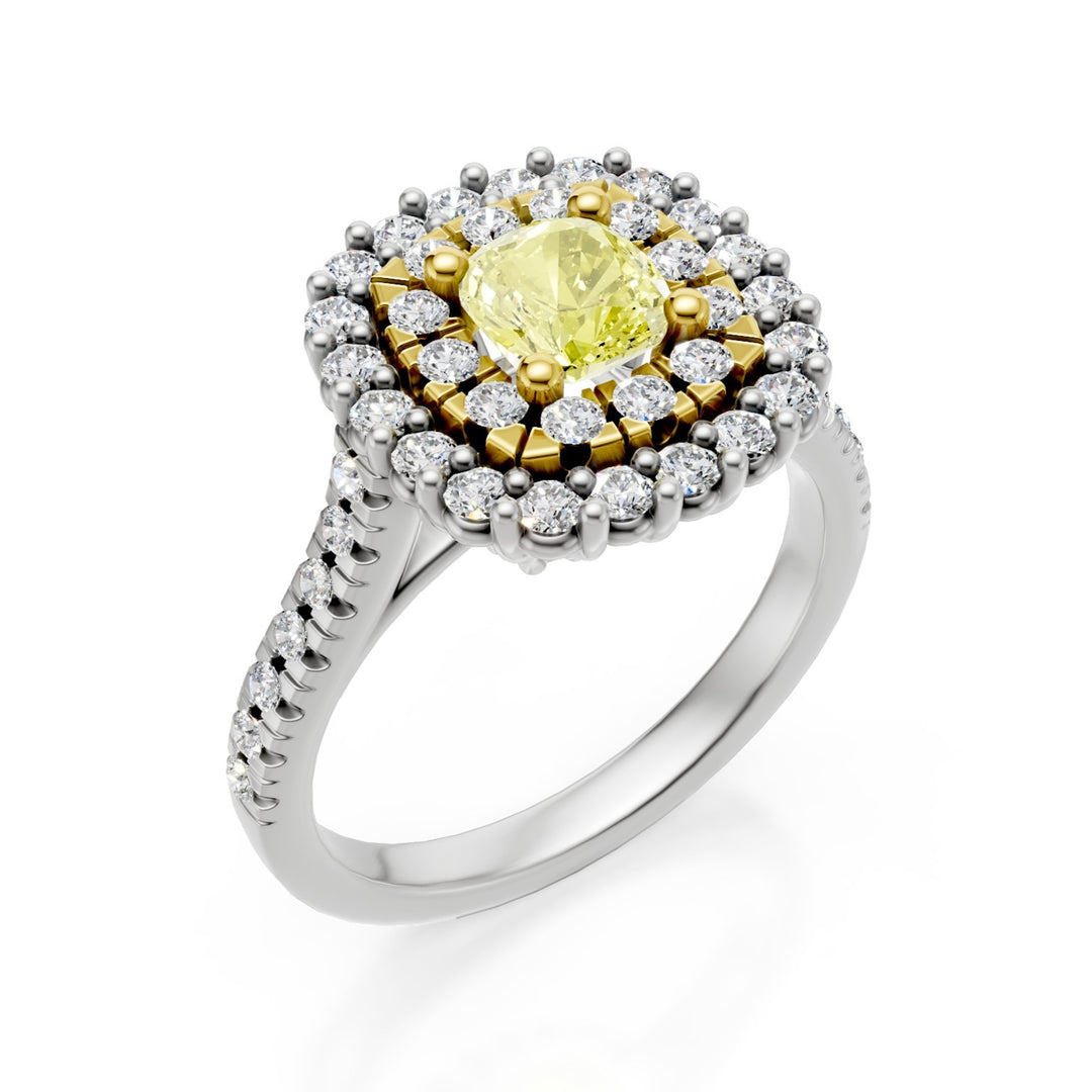 Golay fancy cushion ring 6x5 double two-tone outline ACLC737DFY65GB-25213110019
