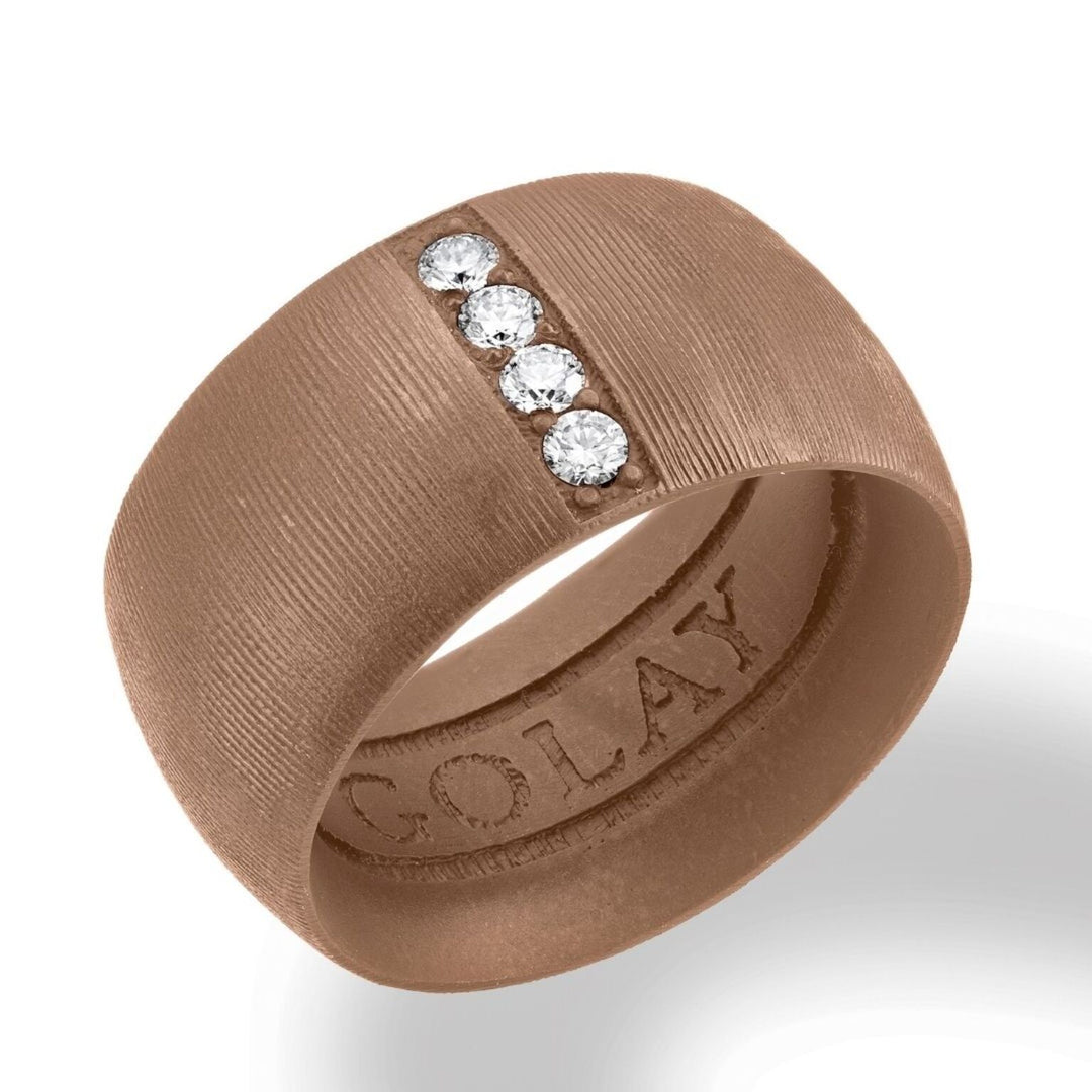 Bague Golay en texture tissu titane marron, taille 14, avec ressort interne pour réduction GAN028DIMATX-14